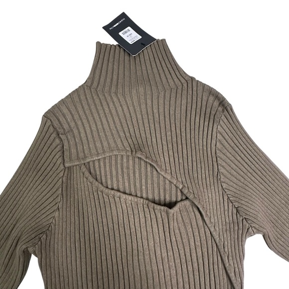 Fashion Nova Cut The Antics Olive Green Long Sleeve Ribbed Bodysuit Size 3X NWT